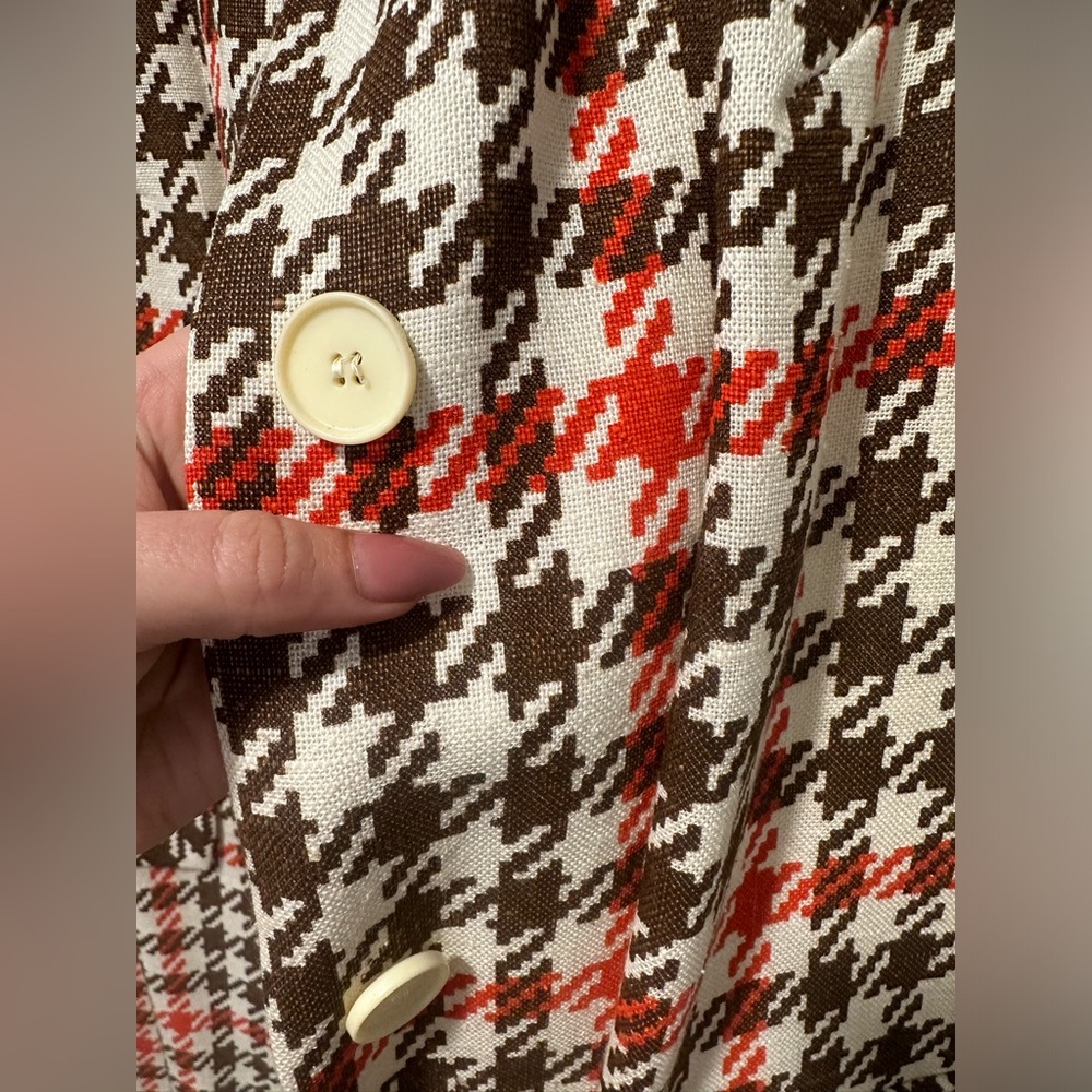 Leslie Faye Linen Houndstooth Button Up Dress - image 6